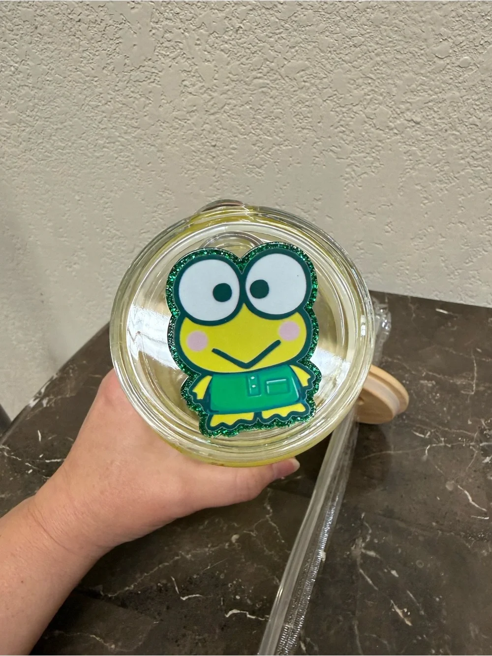 Sanrio Characters 20 oz Skinny Glass Glow Cup with Extra Lid Handmade
